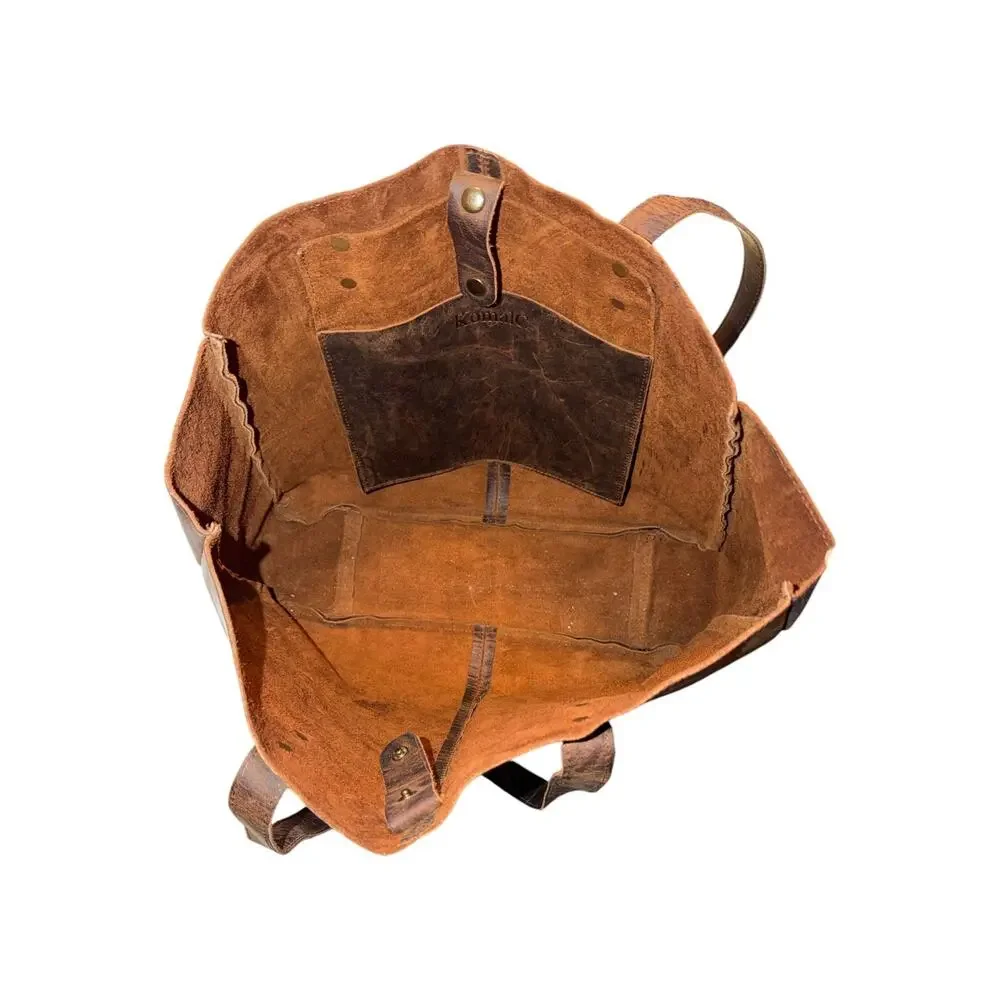 KomalC Large Distress Leather Tote